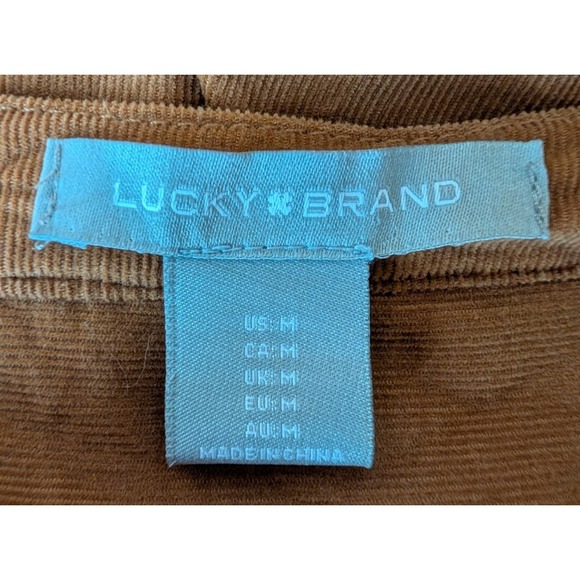 Lucky Brand Brown‎ Corduroy Ruffle Hem Mini Dress M Boho Cottage Indie Festival - Picture 7 of 14